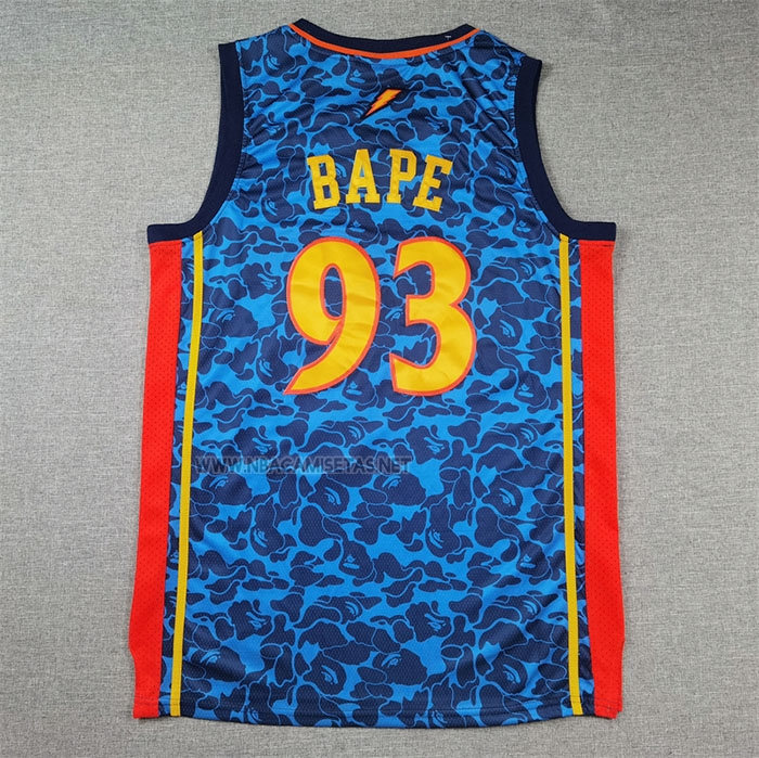 Camiseta Golden State Warriors NO 93 Bape Mitchell & Ness 2009-10 Azul